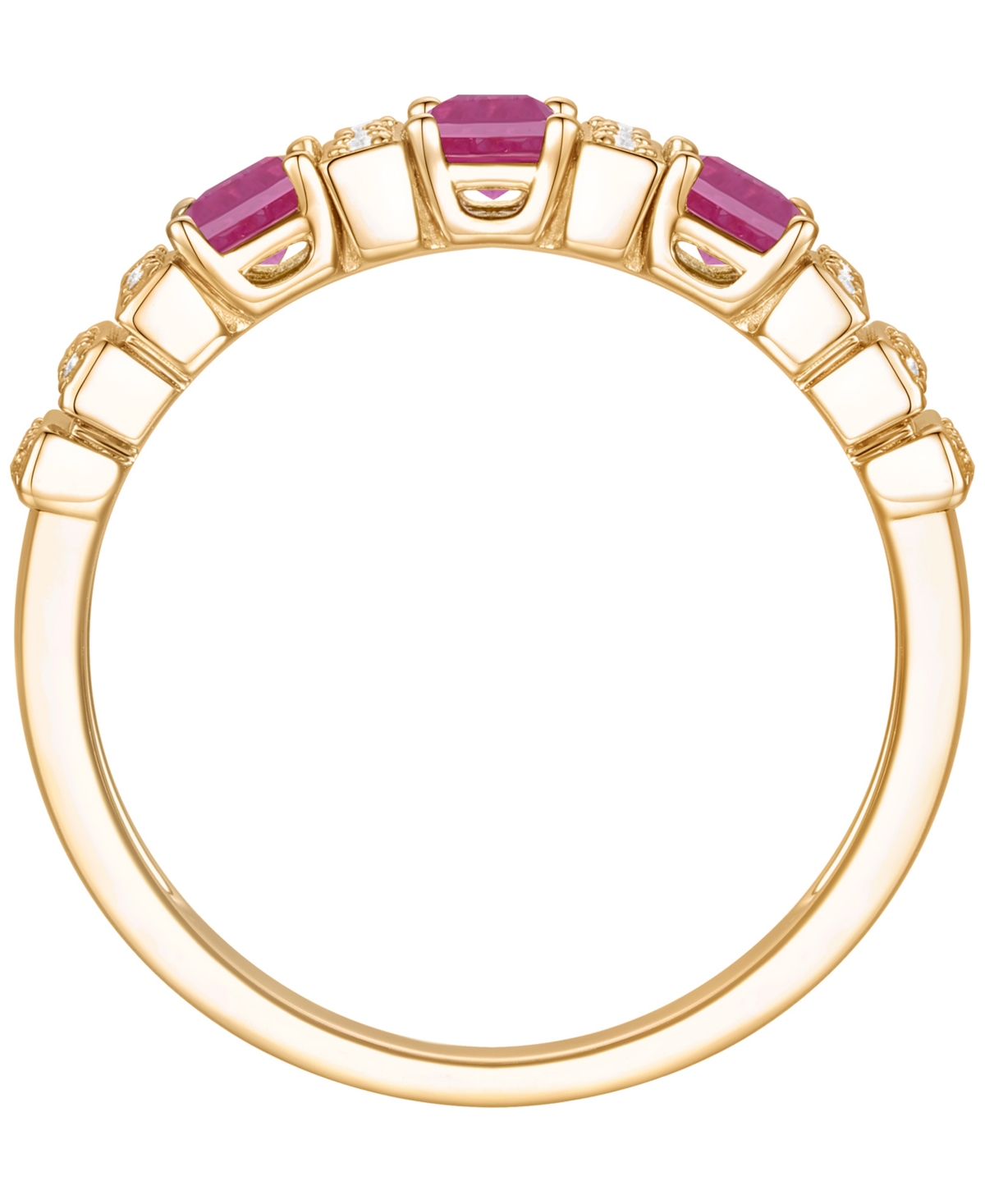 Macy's Gemstone And Diamond Ring (1/6 Ct. T.w.) In 14k Gold And White Gold In Gold