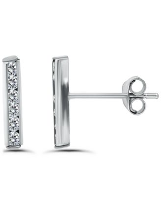 Cubic Zirconia Set Bar Post Earrings (5/8 ct. t.w.) in 18K Gold Over Sterling Silver, Macy's Exclusive
