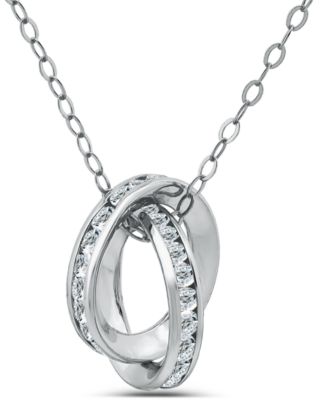 Cubic Zirconia Interlocking Rolling Circles Necklace (2-1/2 ct. t.w.) in 18K Gold Over Sterling Silver, Macy's Exclusive