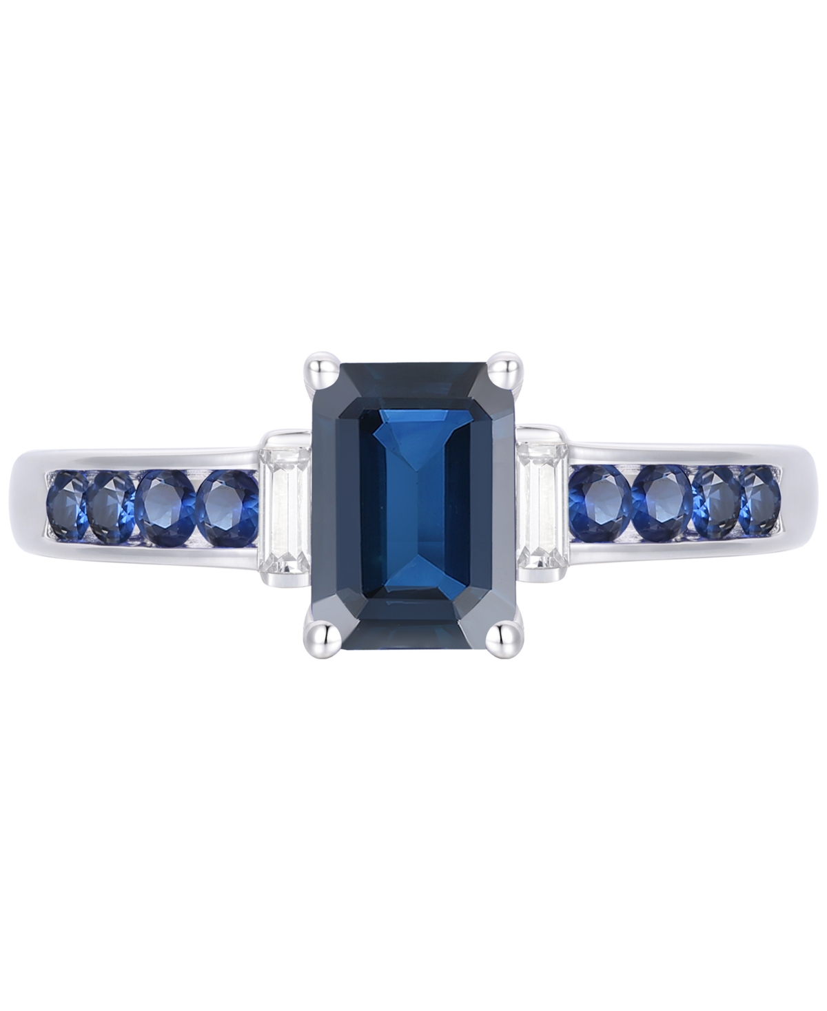 Macy's Gemstone And Diamond Ring (1/20 Ct. T.w.) In 14k Gold And White Gold In Blue
