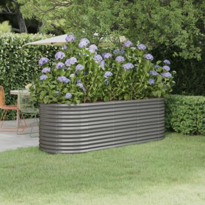 Garden Raised Bed Grey Powder-coated steel Large Durable