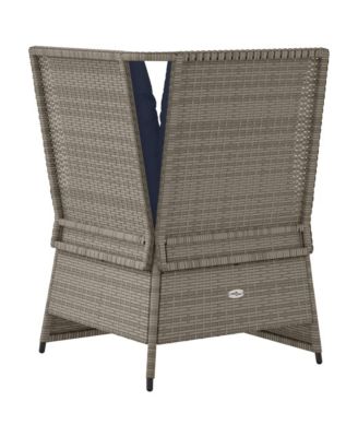 Patio Sofa Gray, Navy Blue PE Rattan, Powder-Coated Steel Medium