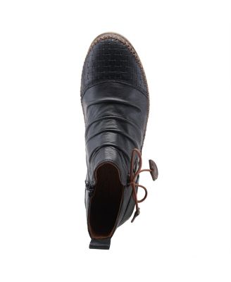 Pomeroy Leather Booties with Basketweave Toe and Lightweight Flexible Sole