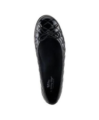Ballequina Quilted Leather Ballet Flat with Bow Detail and Removable Insole