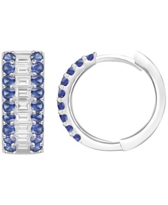 Gemstone and Diamond Hoop Earrings (1/4 ct.t.w.) in 14K Gold (also in 14K White Gold)