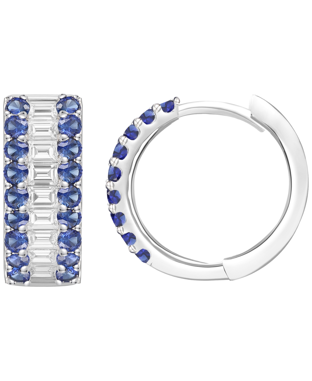 Macy's Gemstone And Diamond Earrings (1/4 Ct.t.w.) In 14k Gold And White Gold In Blue