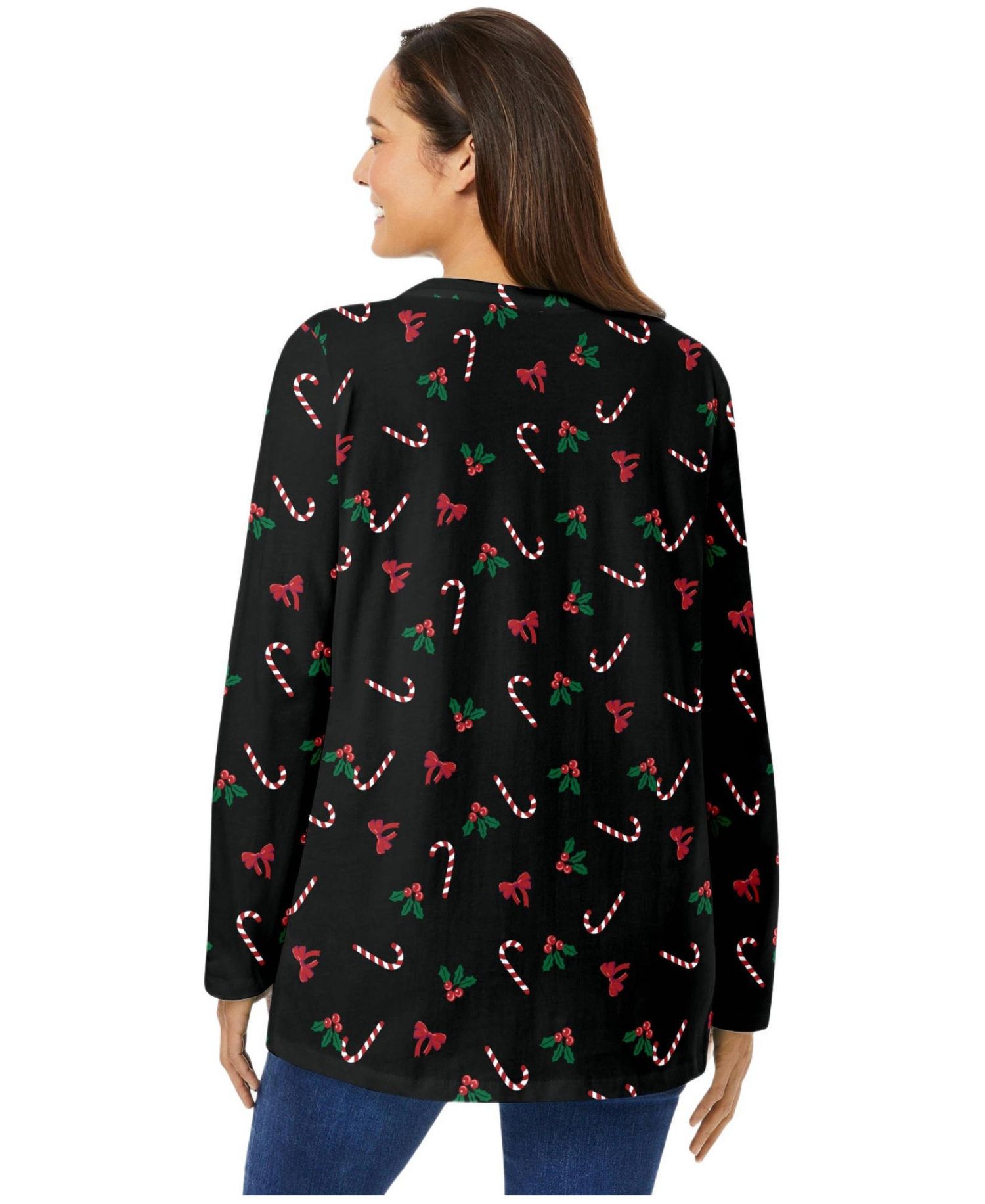 Plus Size Perfect Printed Long-Sleeve Crewneck Tee