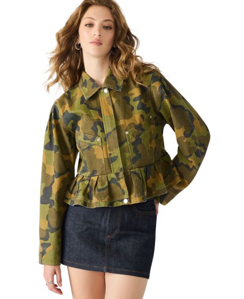 Женские куртки Steve Madden Sloane Peplum Long Sleeve Jacket
