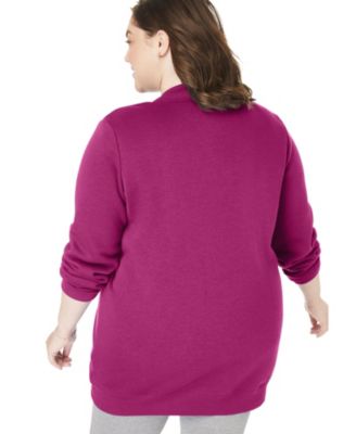 Plus Size Fleece Baseball Jacket