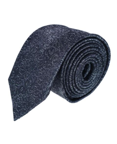 Мужские галстуки TRAFALGAR Esteban Scrolling Vines Tone on Tone Patterned Silk Necktie, цвет: Серебристый / Чёрный