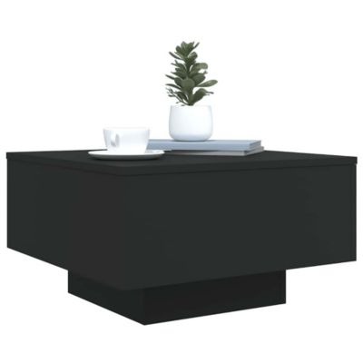 Coffee Table Black Engineered Wood Low Durable Coffee Table