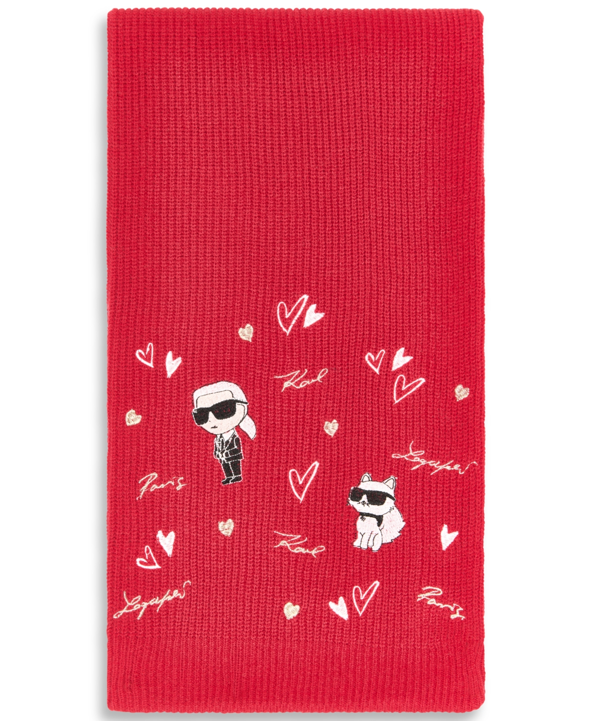 Karl Lagerfeld Paris Women's Embroidered Hearts Scarf