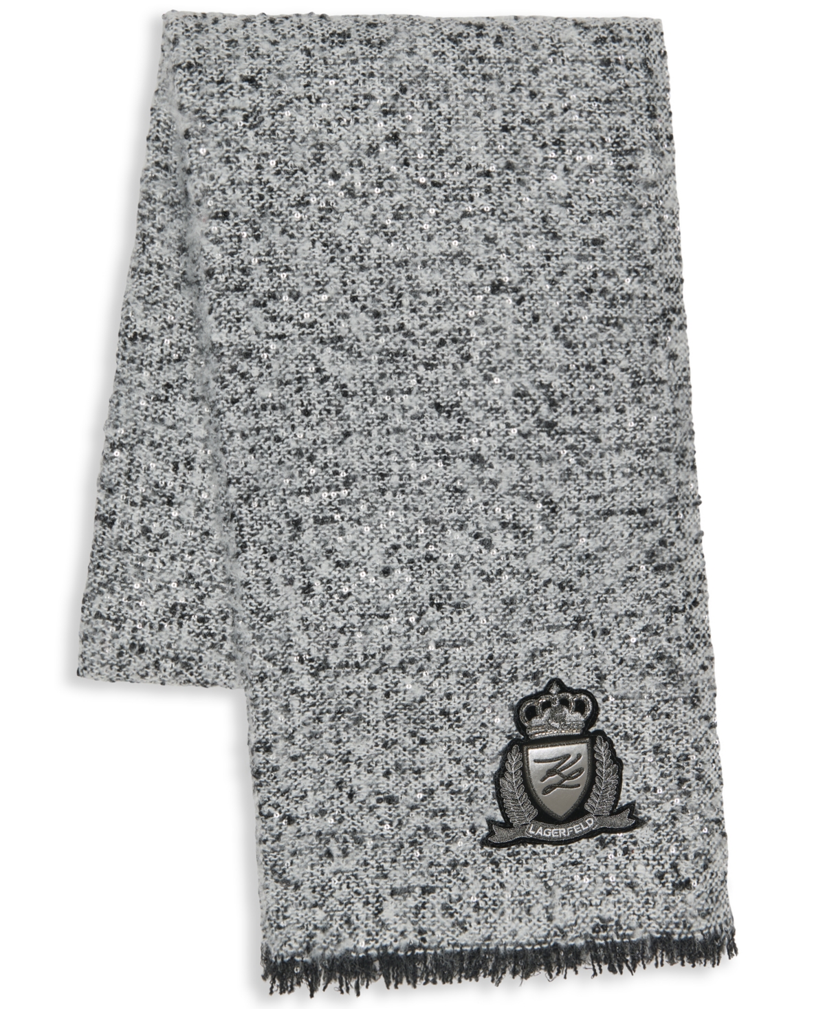 Karl Lagerfeld Women's Tweed Woven Scarf In Gray