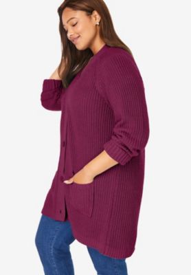 Plus Size Within Button-Front Shaker Cardigan