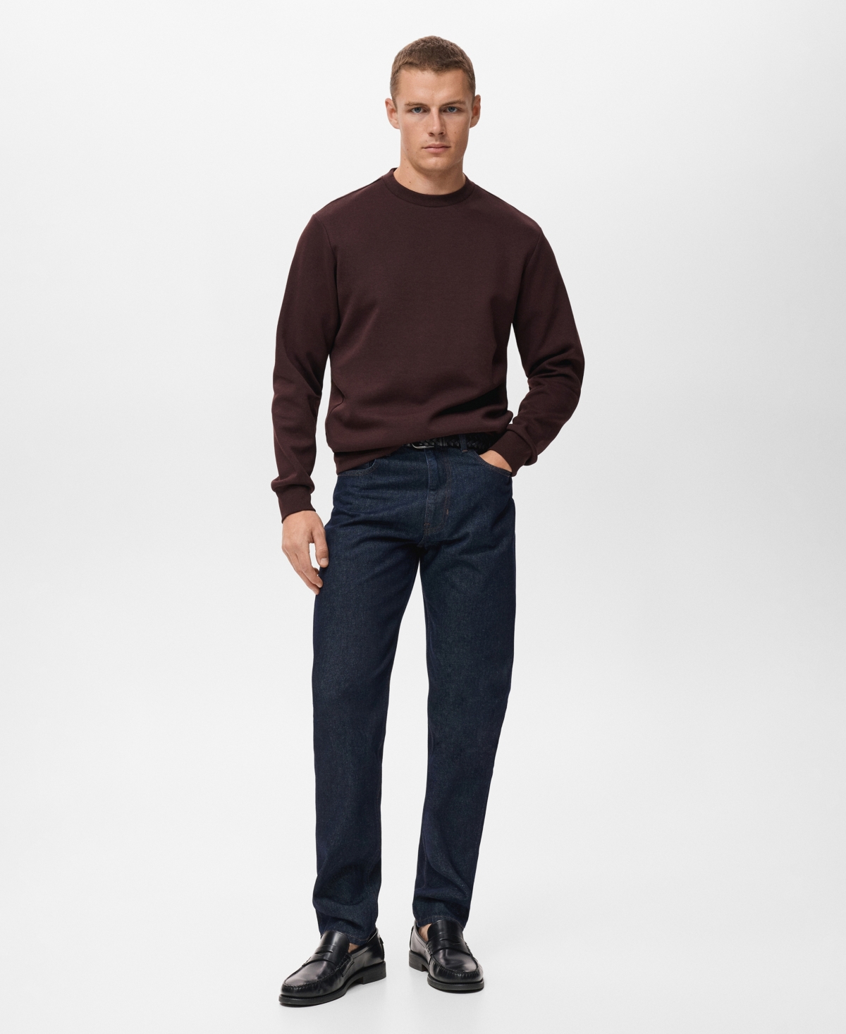 Mango Men's Regular-fit Cotton Sweatshirt In Burgundy