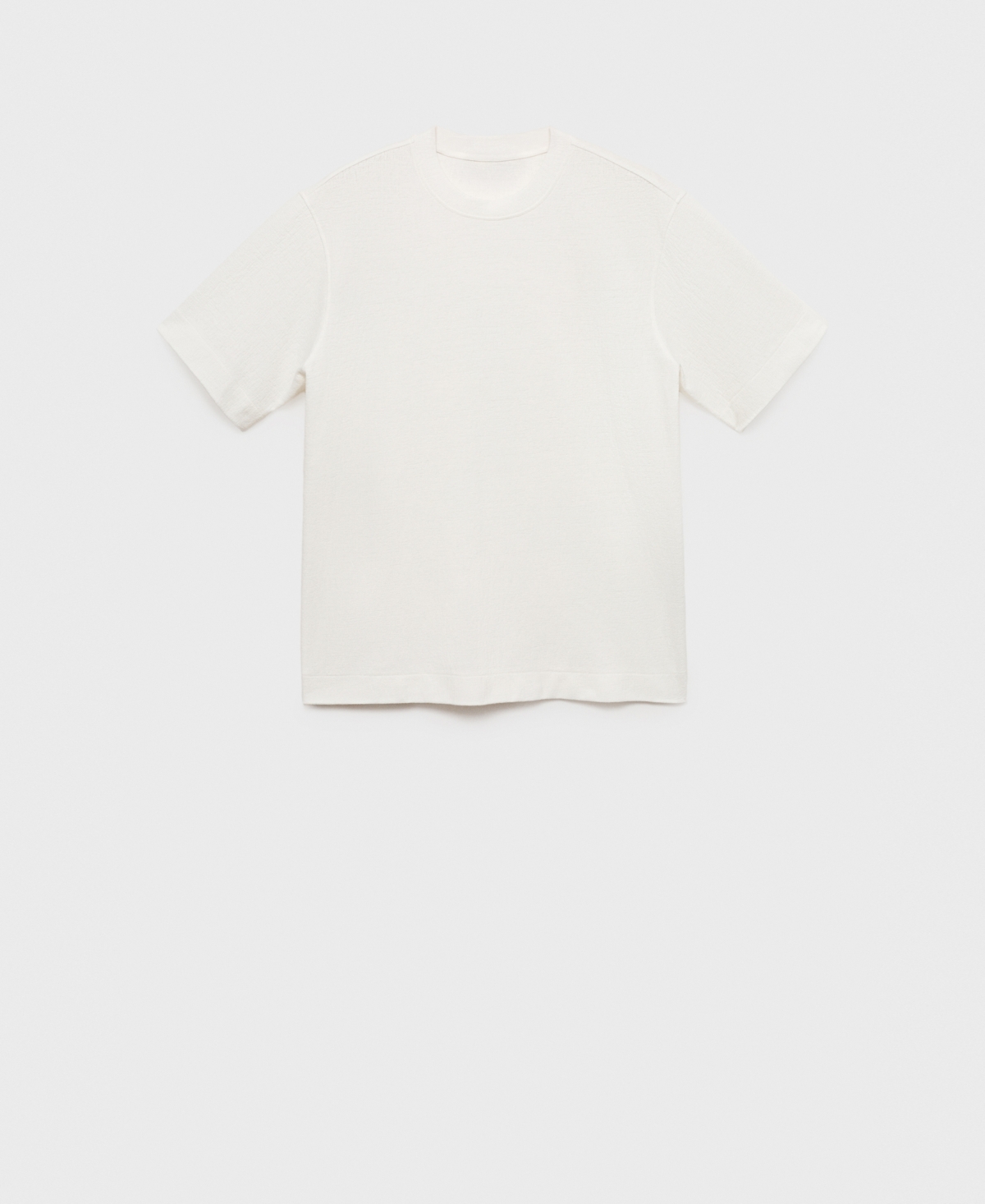 Mango Textured Cotton Blend T-shirt In White