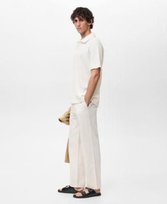 Men's Textured Knitted Polo Shirt