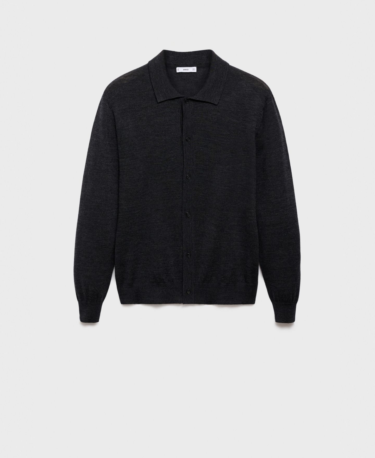 Мужской кардиган MANGO Merino Wool, цвет: Тёмный меланжевый серый — фото 2