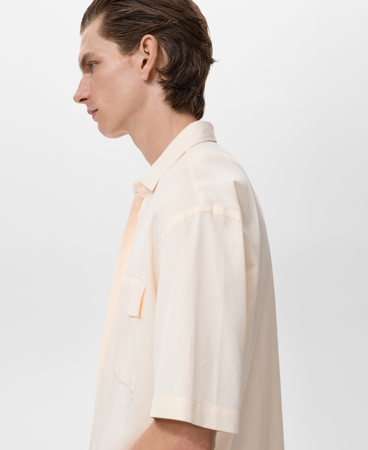 Mango Regular Fit Tencel™ Lyocell Blend Button-up Shirt In Neutral