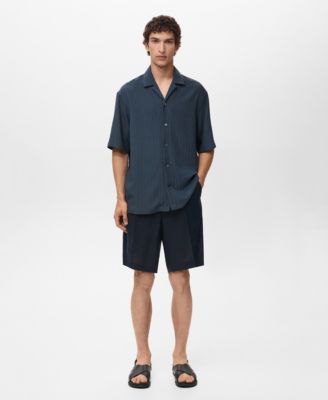 MANGO - Men's Striped Embroidered Shirt