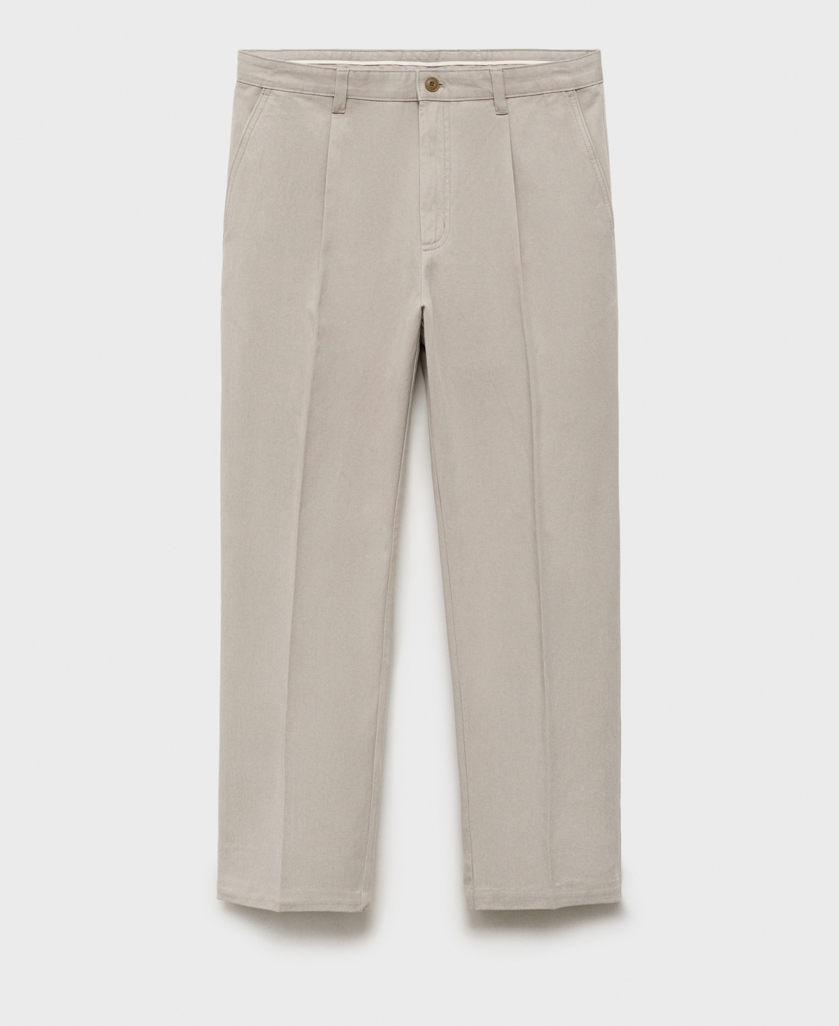 Mango Cotton Blend Straight Leg Pants In Neutral