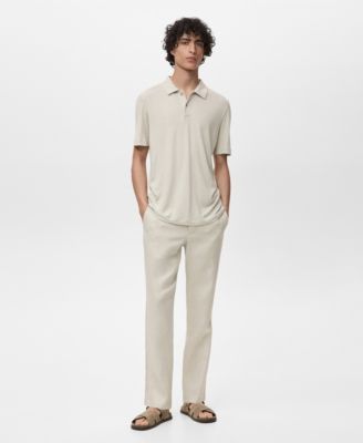 MANGO - Men's Linen Blend Slim Fit Polo Shirt