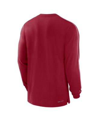 Men's Crimson Oklahoma Sooners 2024 Sideline Player Tri-Blend Performance Long Sleeve T-Shirt