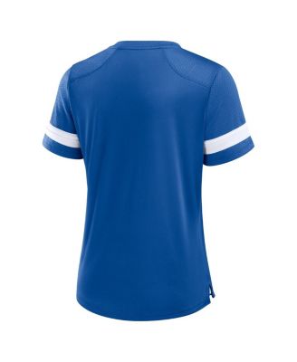 Women's Royal Indianapolis Colts Play Script Lace-Up T-Shirt