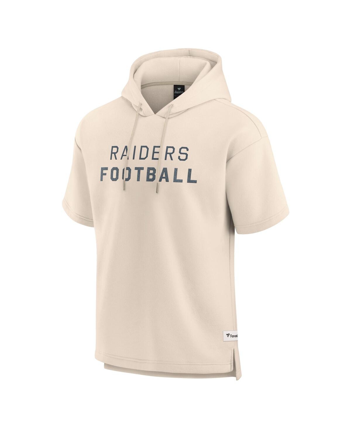 Fanatics Men's Cream Las Vegas Raiders Elements Future Ground Lettering Short Sleeve Pullover Hoodie In Neutral