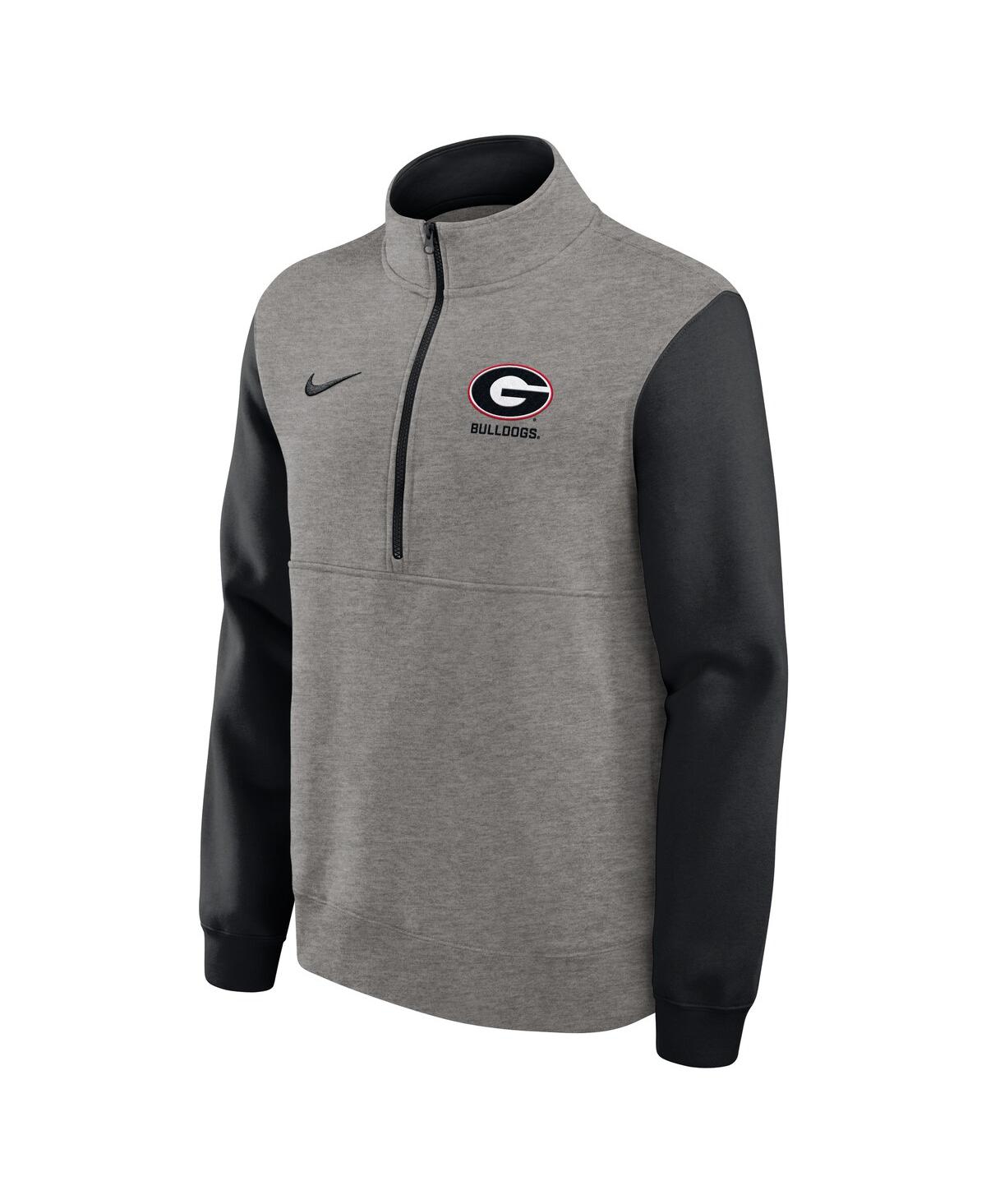 Nike Men's Heather Gray/black Georgia Bulldogs Club Fleece Half-zip Pullover Sweatshirt In Gray