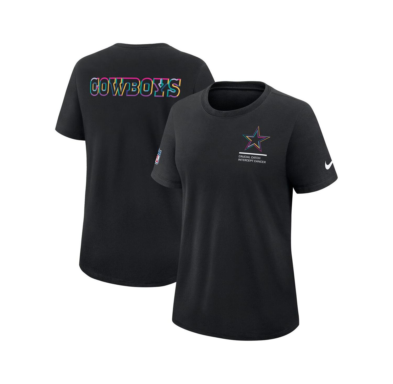 Women's Black Dallas Cowboys 2025 NFL Crucial Catch Tri-Blend Dri-FIT T-Shirt