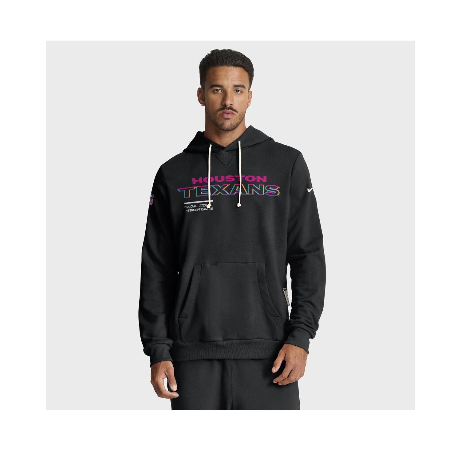 Men's Black Houston Texans 2025 NFL Crucial Catch Sideline Standard Issue Dri-FIT Hoodie