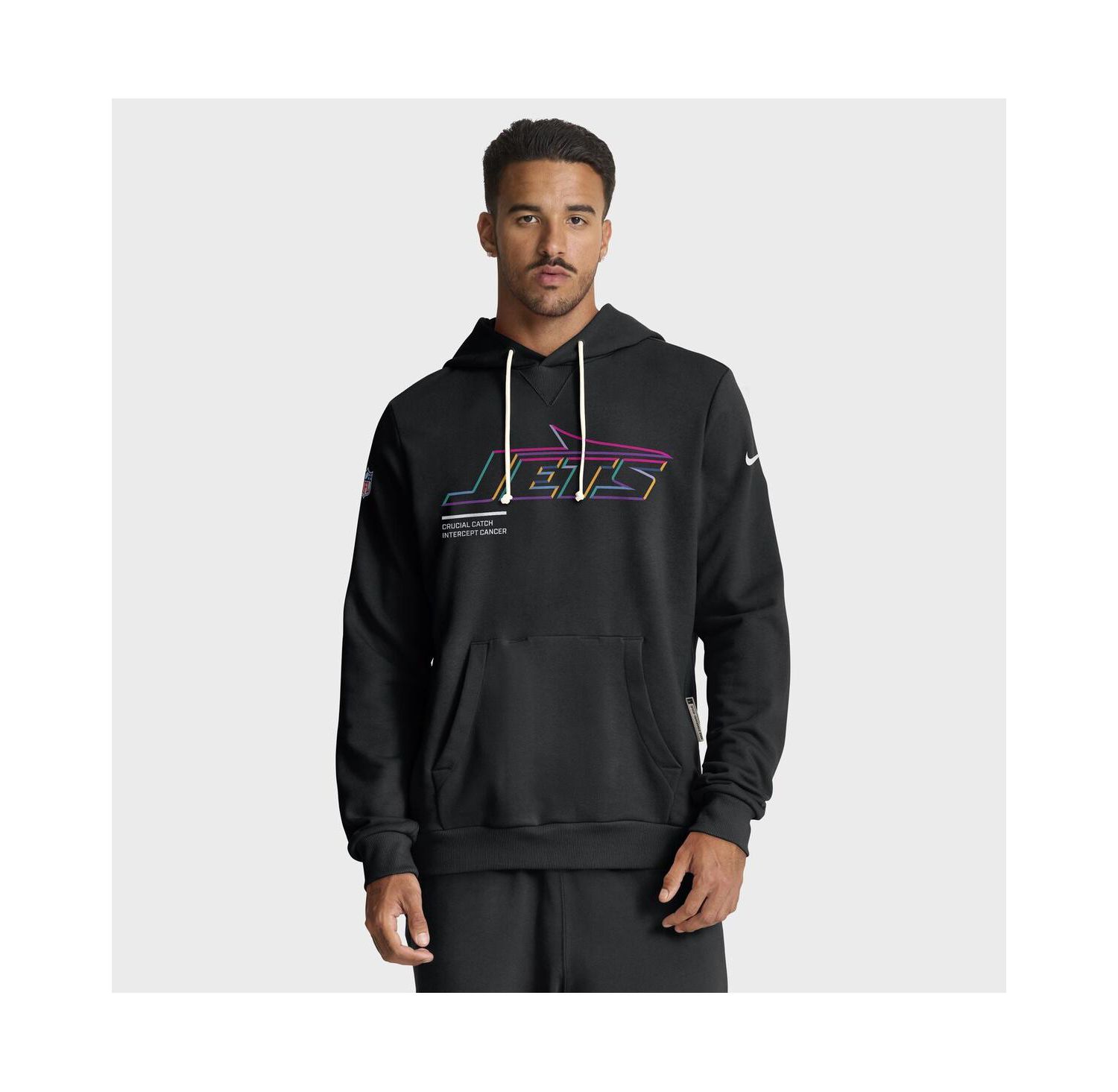 Men's Black New York Jets 2025 NFL Crucial Catch Sideline Standard Issue Dri-FIT Hoodie