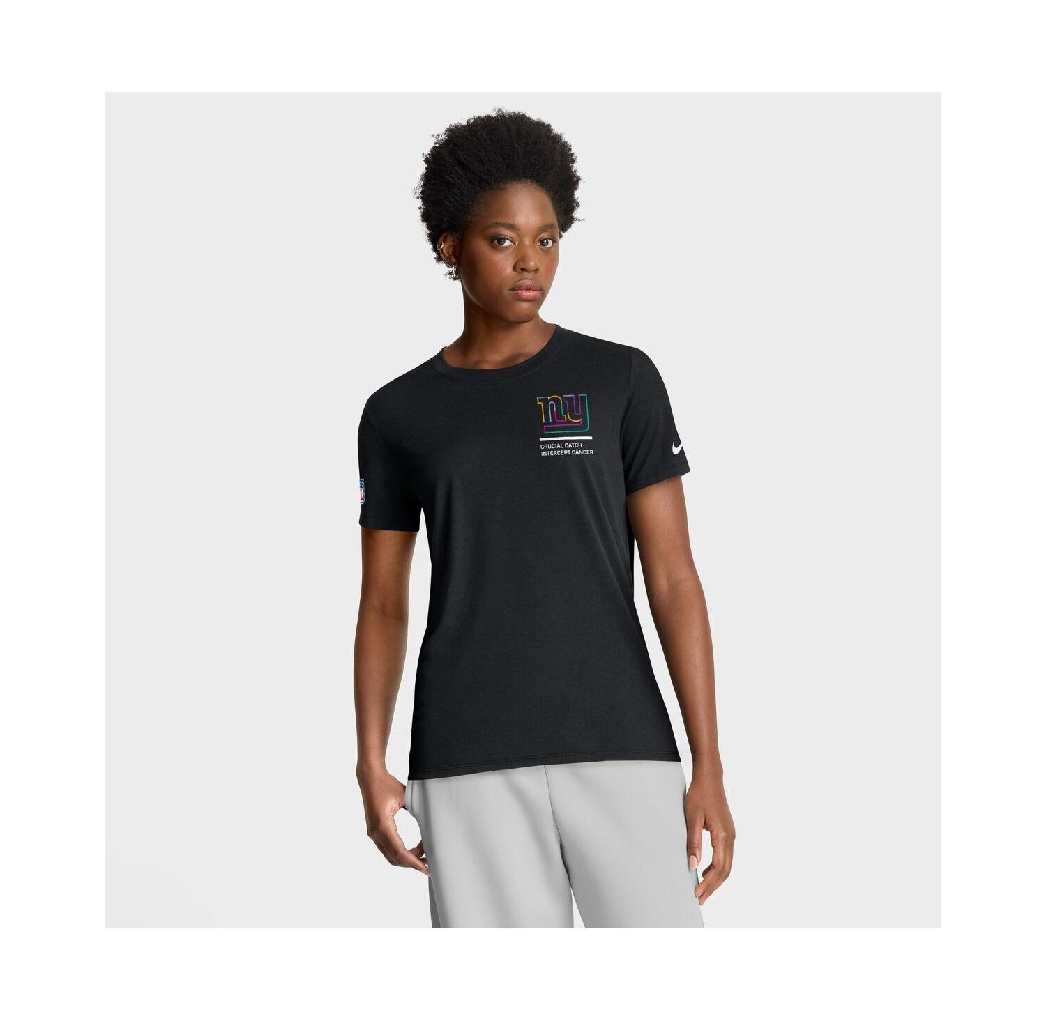 Women's Black New York Giants 2025 NFL Crucial Catch Tri-Blend Dri-FIT T-Shirt