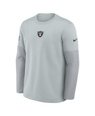 Men's Silver Las Vegas Raiders Sideline Scripted to Win Performance Long Sleeve T-Shirt