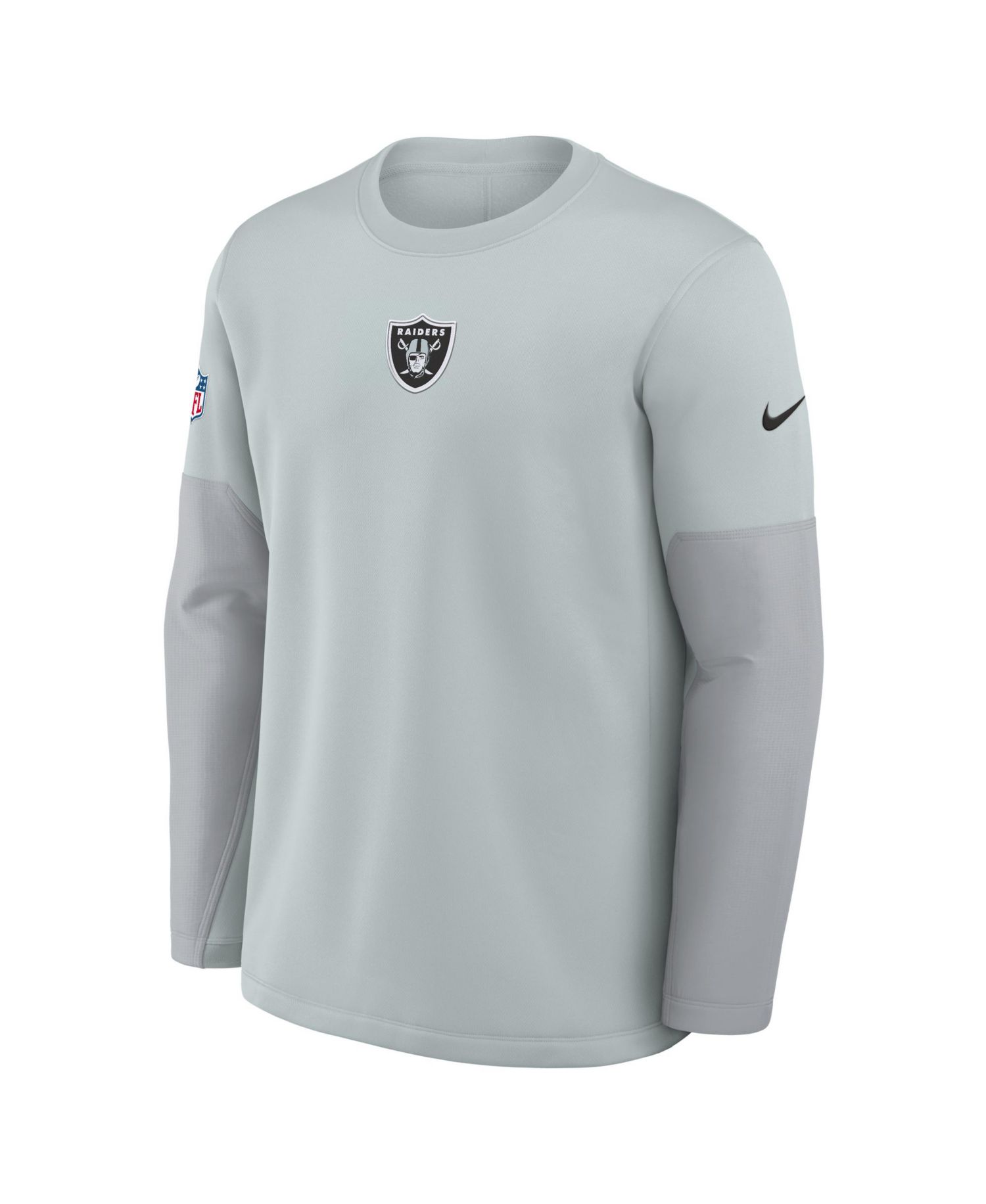 Men's Silver Las Vegas Raiders Sideline Scripted to Win Performance Long Sleeve T-Shirt