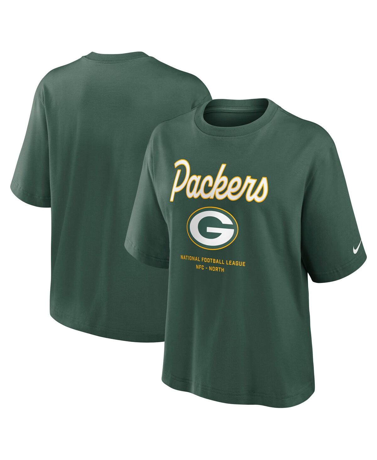 Nike Green Bay Packers Essential Script Boxy  Women's Nfl T-shirt In Multi