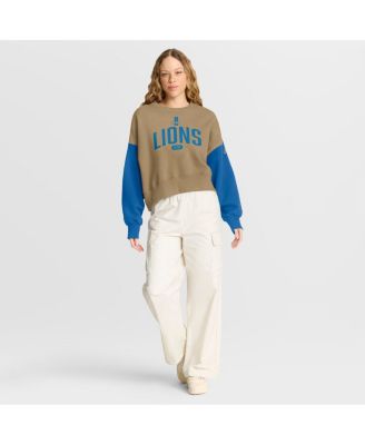 Women's Tan Detroit Lions Oversized Rewind Pullover Sweatshirt