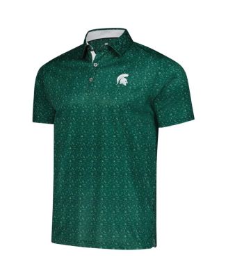 Men's Green Michigan State Spartans Football Print Polo Shirt