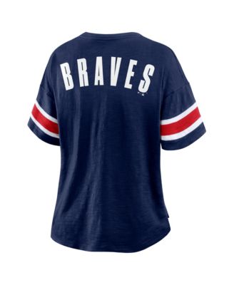 Women's Navy Atlanta Braves Curl Route T-Shirt