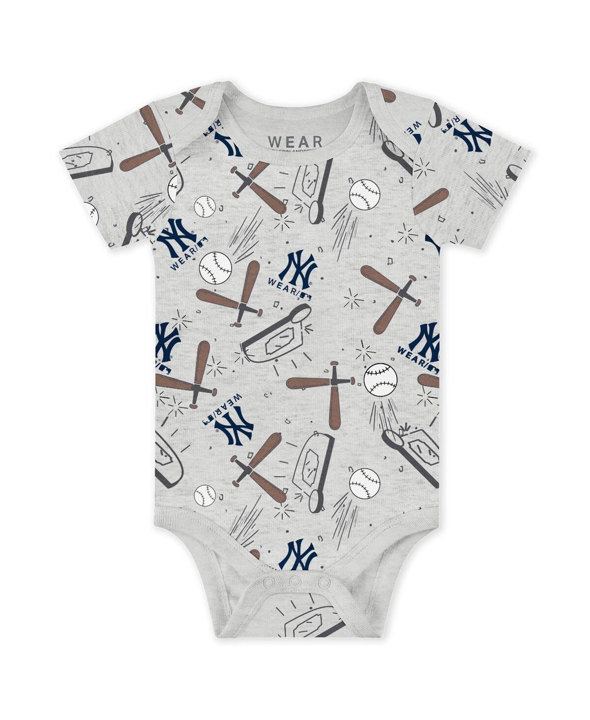Wear By Erin Andrews Baby Boys And Girls 3-piece New York Yankees Turn Me Around Bodysuit And Pants Set In Multi