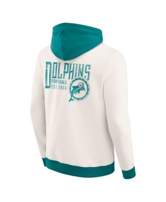 Darius Rucker Collection by Men's Cream Miami Dolphins Distressed Graphics Full-Zip Hoodie