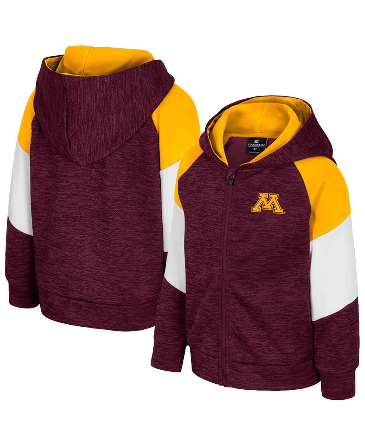 Colosseum Babies' Toddler Maroon Minnesota Golden Gophers Spirit Hollow Full-zip Hoodie In Burgundy
