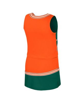 Big Girls 2-Piece Orange Miami Hurricanes Lollipop Park Cheer Set