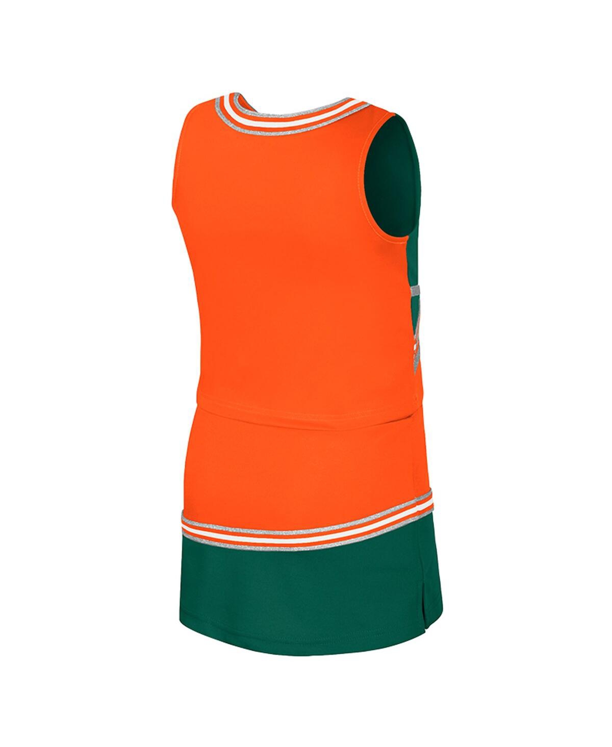 Colosseum Big Girls 2-piece Orange Miami Hurricanes Lollipop Park Cheer Set In Multi