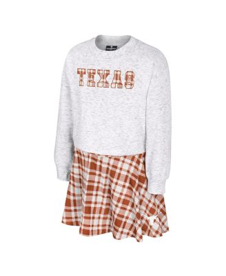 Big Girls 2-Piece Gray Texas Longhorns Marceline Plaid Skirt and Top Set