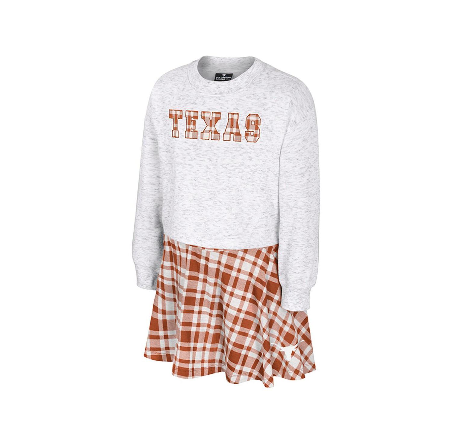 Big Girls 2-Piece Gray Texas Longhorns Marceline Plaid Skirt and Top Set