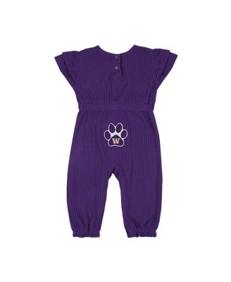 Baby Boys and Girls Purple Washington Huskies Beautopia Waffle Knit Romper