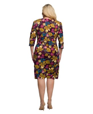 Plus Size Floral Print Faux Wrap Dress