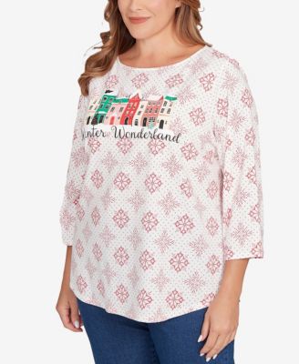 Plus Size Winter Wonderland Snowflake Knit Top